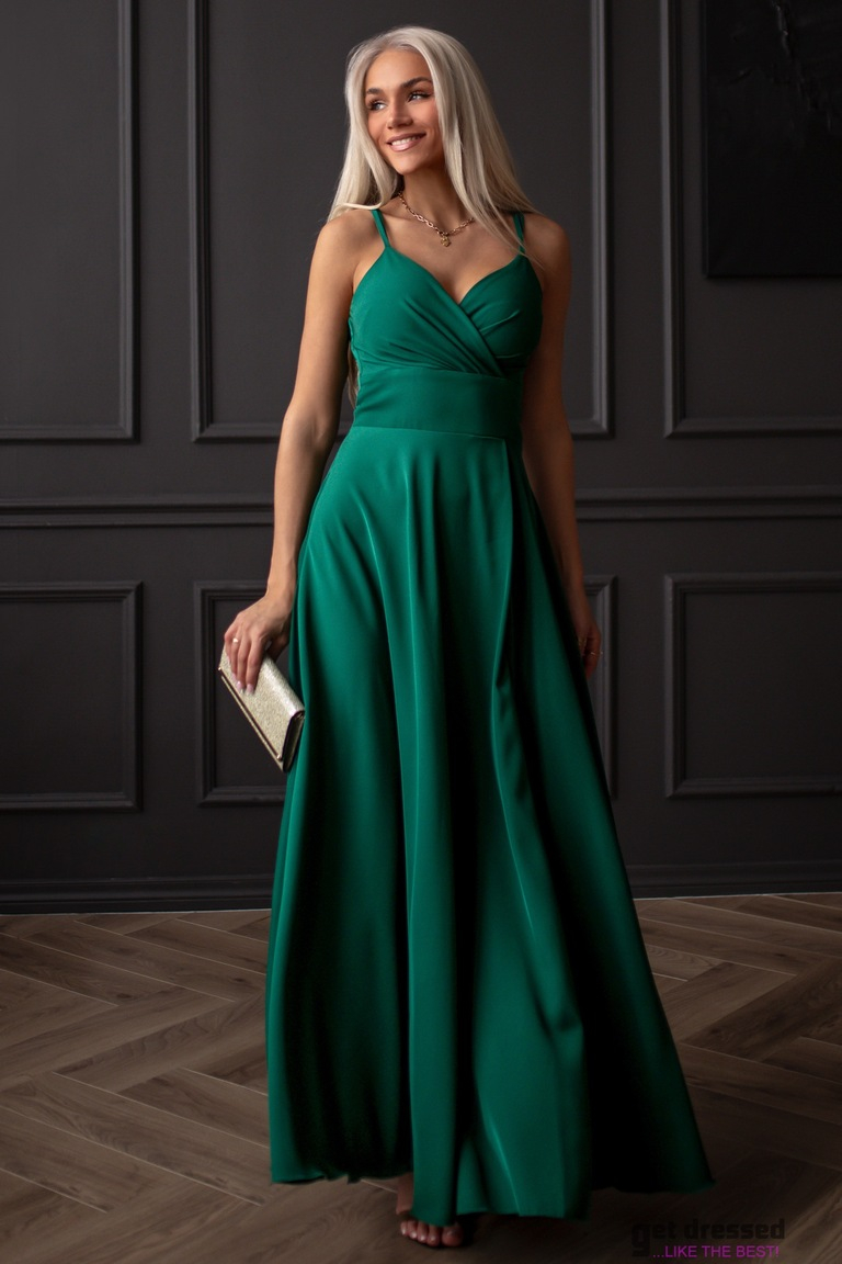 Zaļa šķēluma maksi kleita Denise