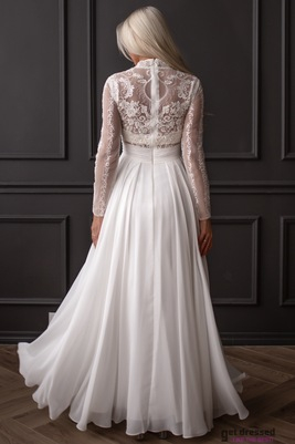 Eloise balta mežģīņu kāzu kleita