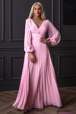 Pūderrozā šifona maksi kleita Helīna