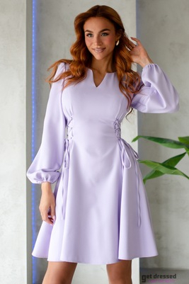 Andželīnas ceriņu mežģīņu izlaiduma kleita