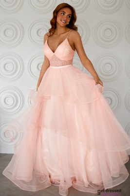 Arinas persiku korsetes muguras princeses kleita