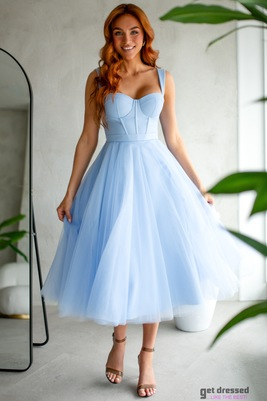 Gaiši zila tilla kleita ar korseti Katriina