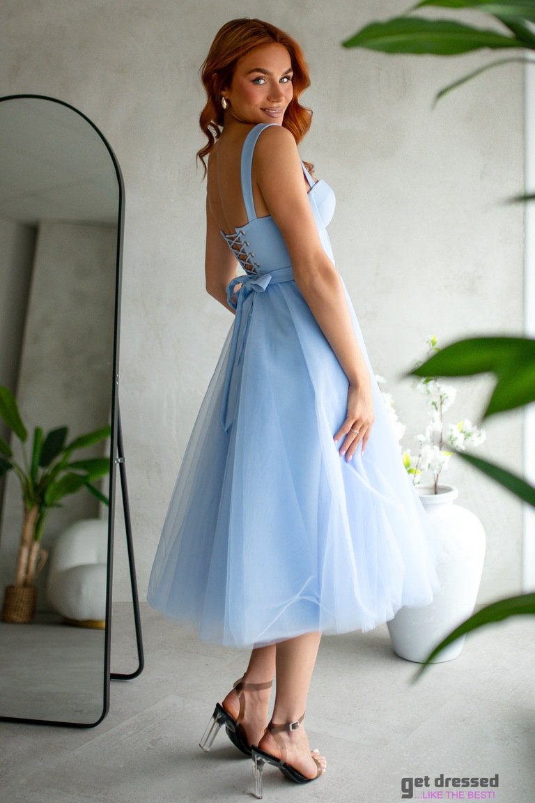 Gaiši zila tilla kleita ar korseti Katriina