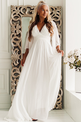 Balta kāzu kleita ar tauriņa piedurknēm Sloane