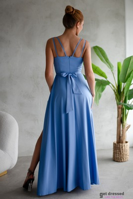 Gaiši zila maksi kleita ar šķēlumu Valencia