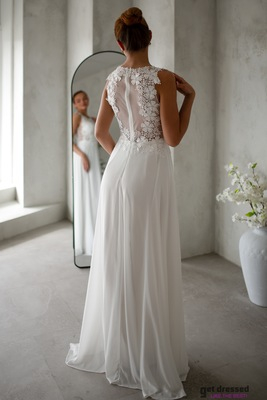 Balta tamborēta kāzu kleita Gwen