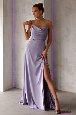 Kayla gaiši violeta satīna maxi kleita