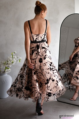 Melna un bēša kleita līdz potītēm Kerstin