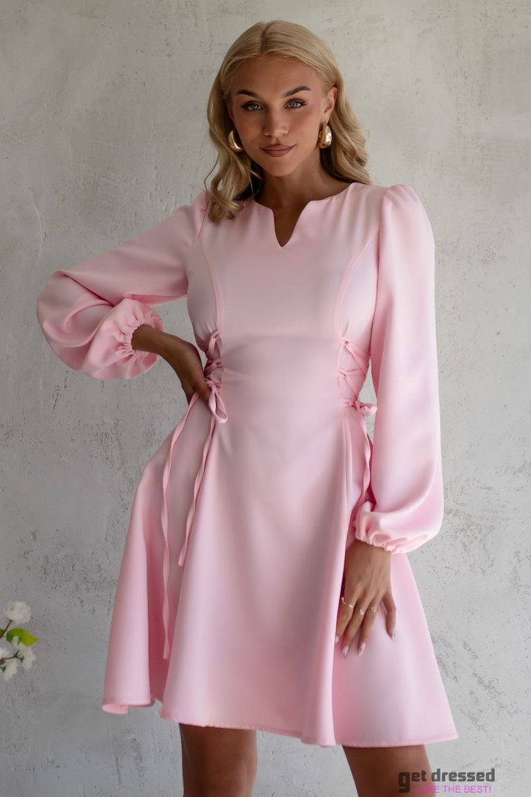 Angelina izlaiduma kleita ar pūderrozā lentītēm