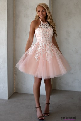 Addison mini tilla kleita ar persiku tamborēšanas detaļām