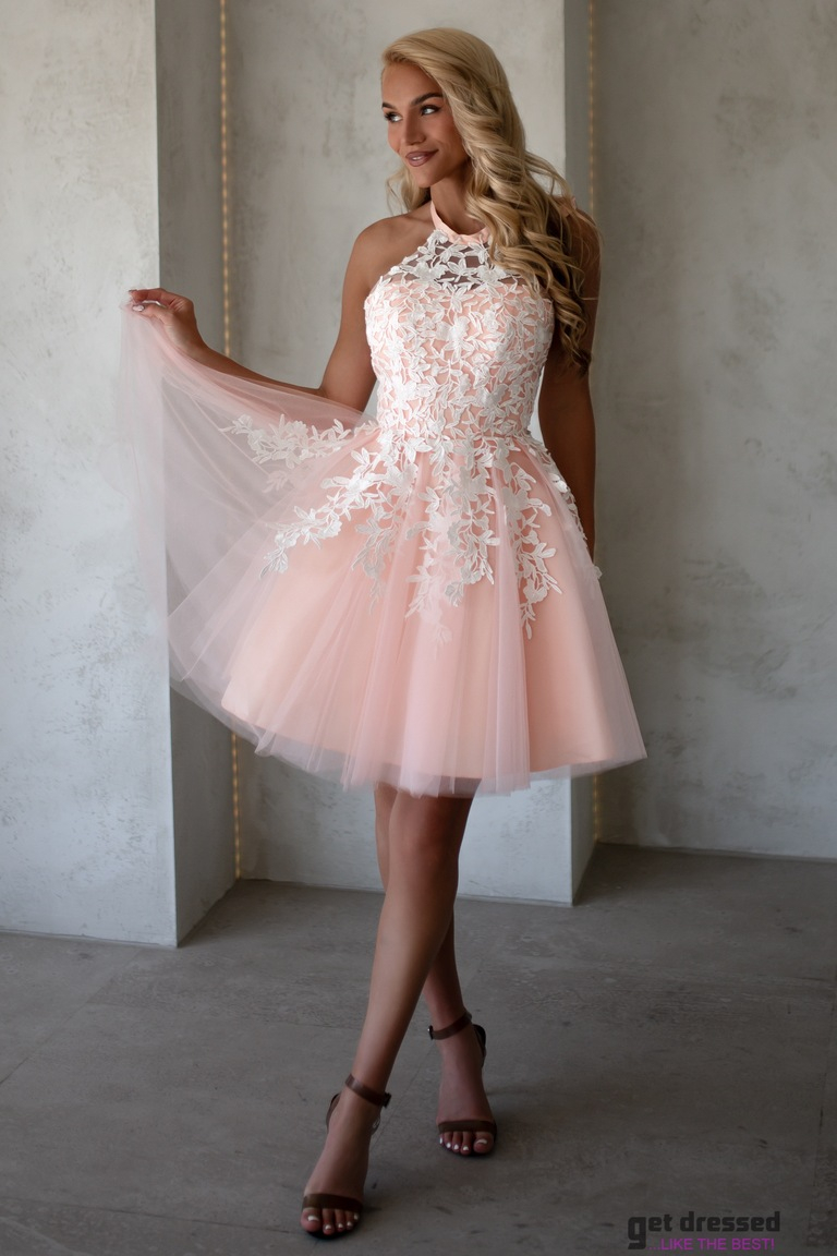 Addison mini tilla kleita ar persiku tamborēšanas detaļām