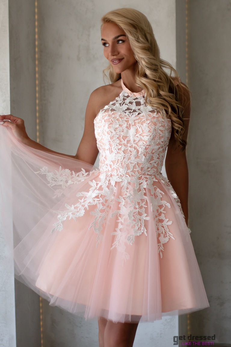 Addison mini tilla kleita ar persiku tamborēšanas detaļām