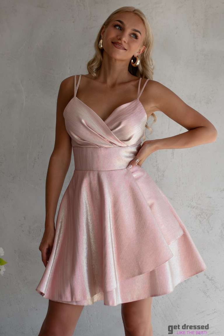 Hameleona toņa gaiši rozā un bēšā izlaiduma kleita Dena