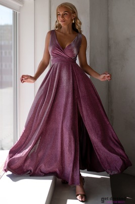 Hameleona tonī mirdzoša maxi kleita Rosalind rozā/pelēka