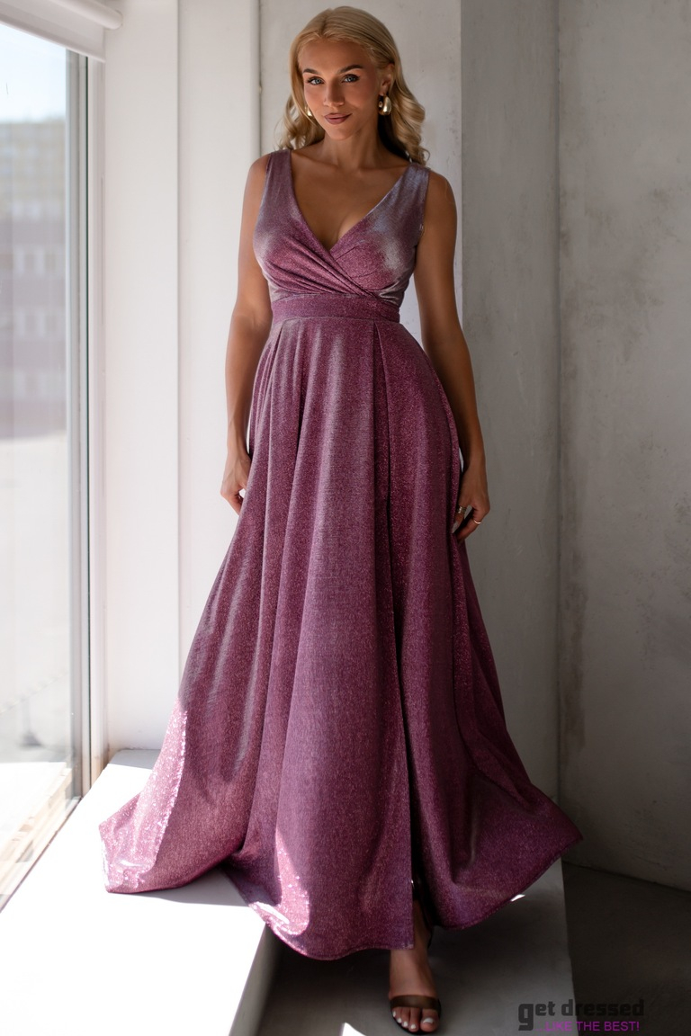 Hameleona tonī mirdzoša maxi kleita Rosalind rozā/pelēka