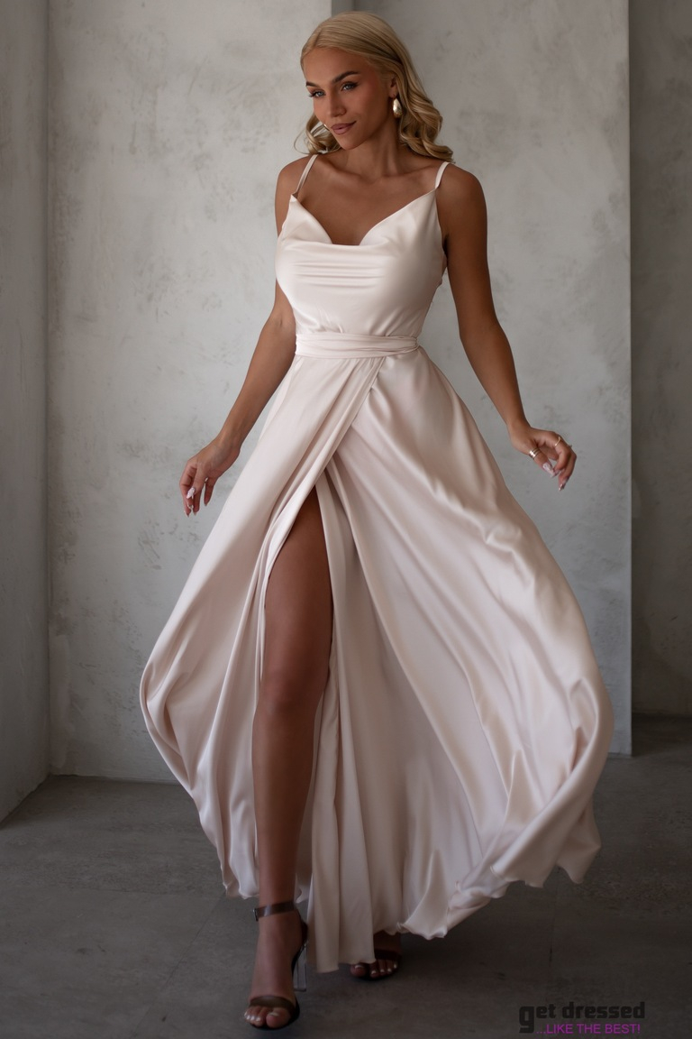 Bēša satīna maxi kleita Iliana