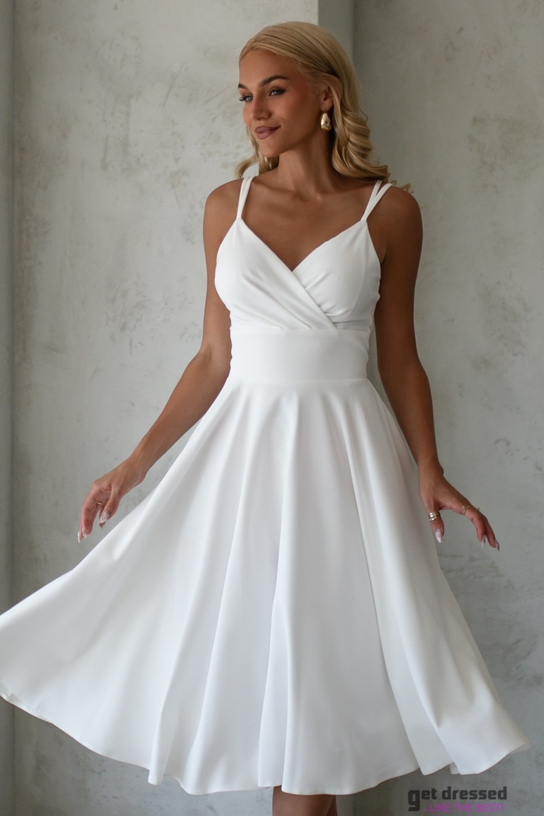 Balta izlaiduma kleita ar plānām lencītēm Daisy