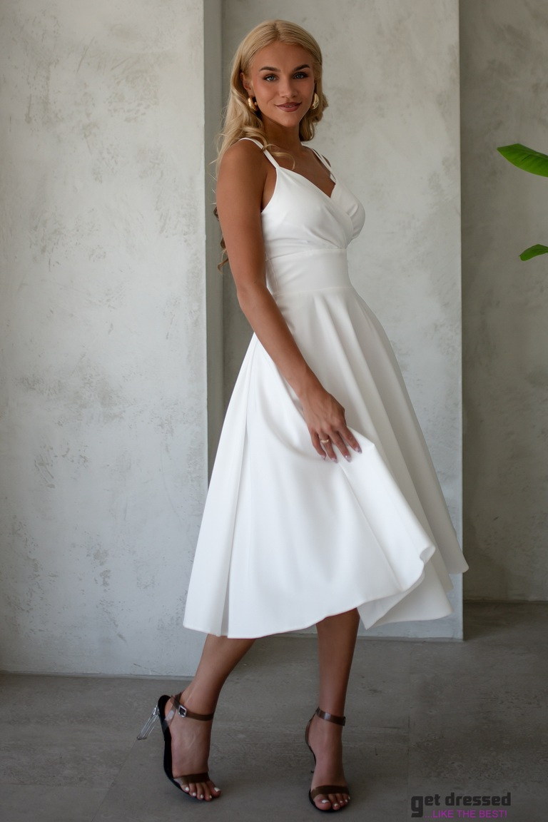 Balta izlaiduma kleita ar plānām lencītēm Daisy