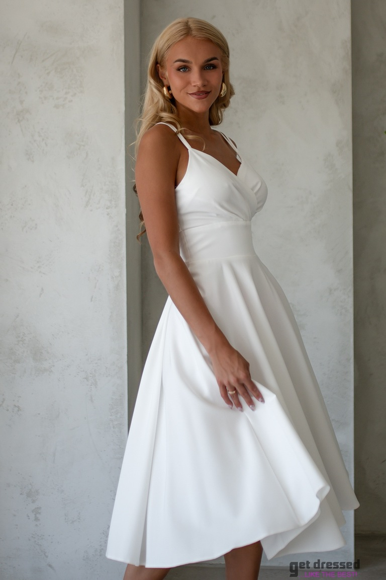 Balta izlaiduma kleita ar plānām lencītēm Daisy