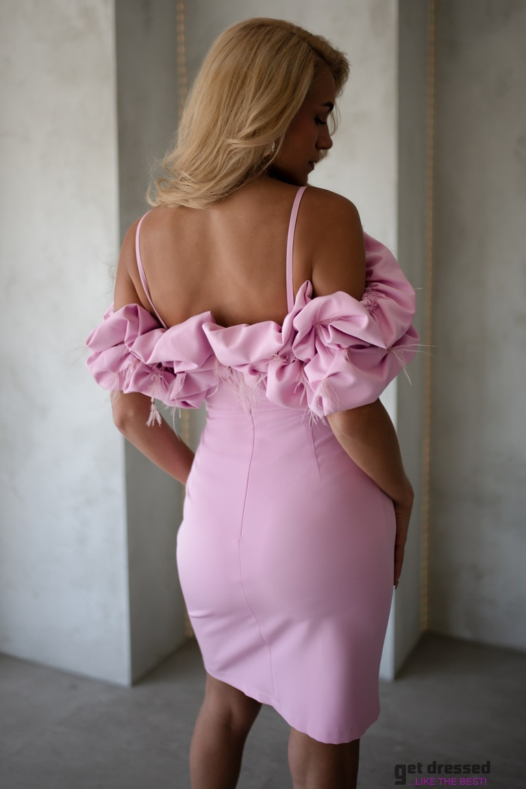 Chelsy pūderrozā volānu mini kleita