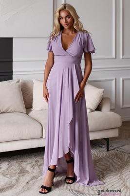 Rozmarīna ceriņi asimetriska maxi kleita