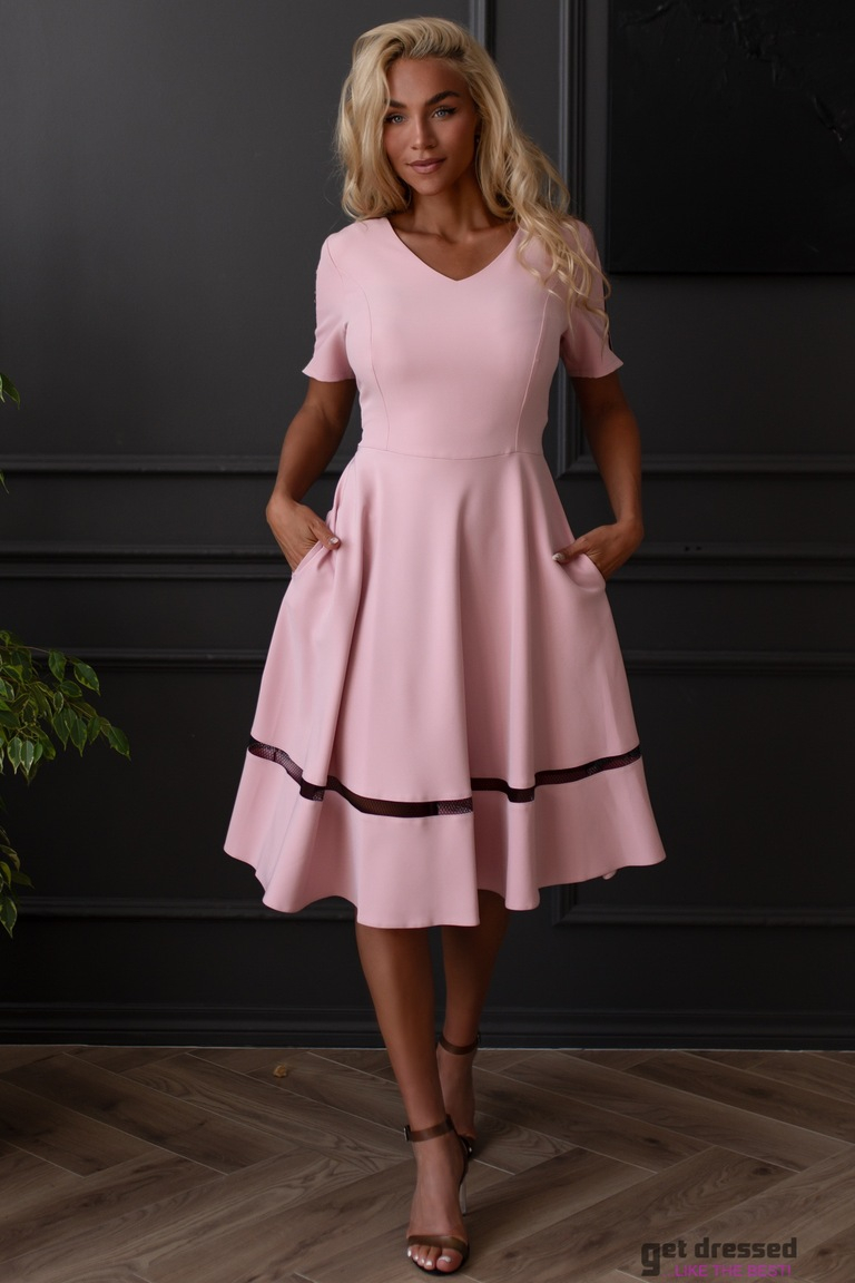 Pūderi rozā fliteru kleita Krislin