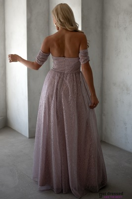 Putekļaini rozā mirdzoši mirdzoša maxi kleita Milana