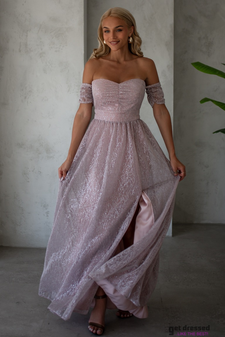 Putekļaini rozā mirdzoši mirdzoša maxi kleita Milana