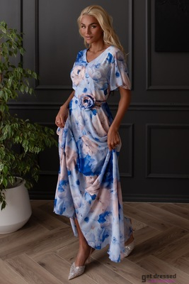 Zila puķaina maxi kleita Noelle