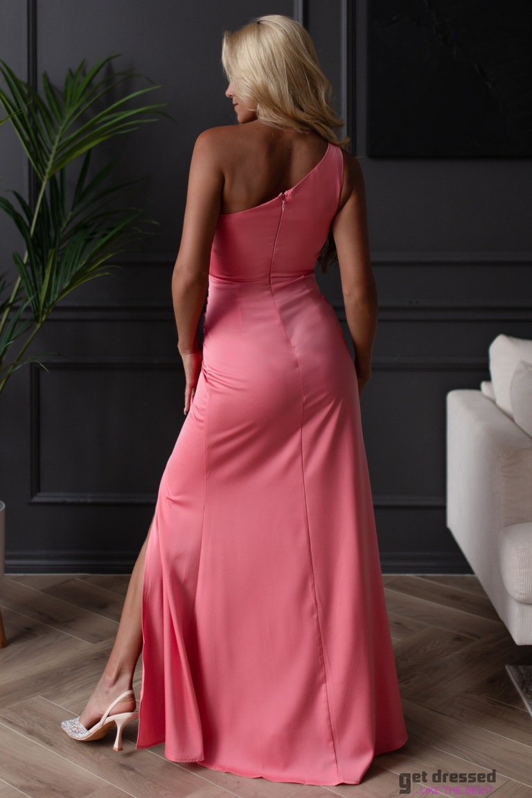 Koraļļu rozā satīna maxi kleita Merilina