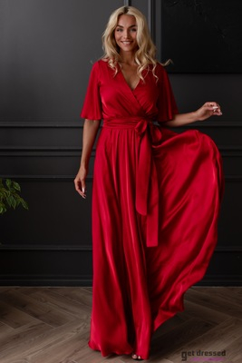 Sarkana satīna maxi kleita Zeynep