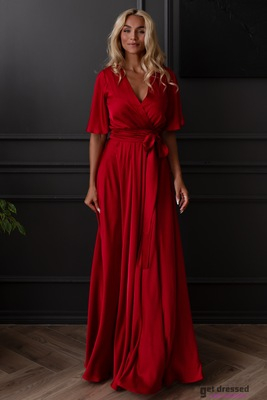 Sarkana satīna maxi kleita Zeynep