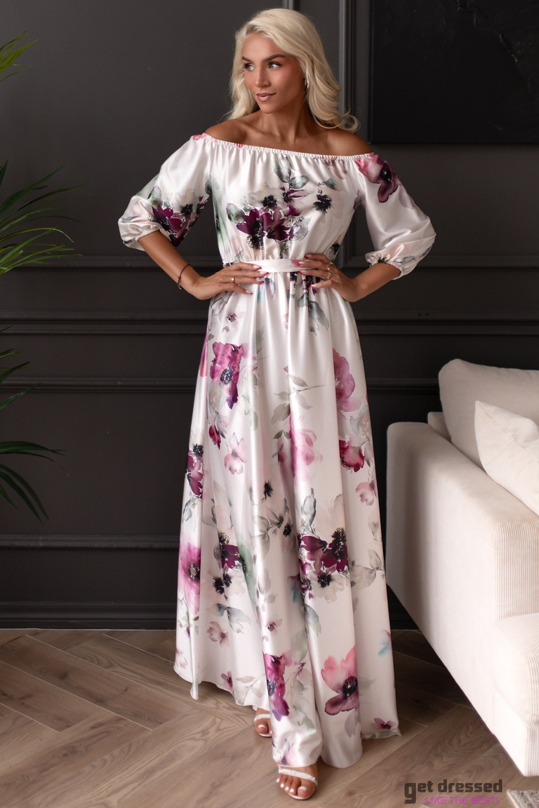 Krēmkrāsas ziedu maxi kleita Melody