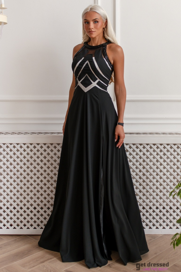 Melna maxi kleita Illusion