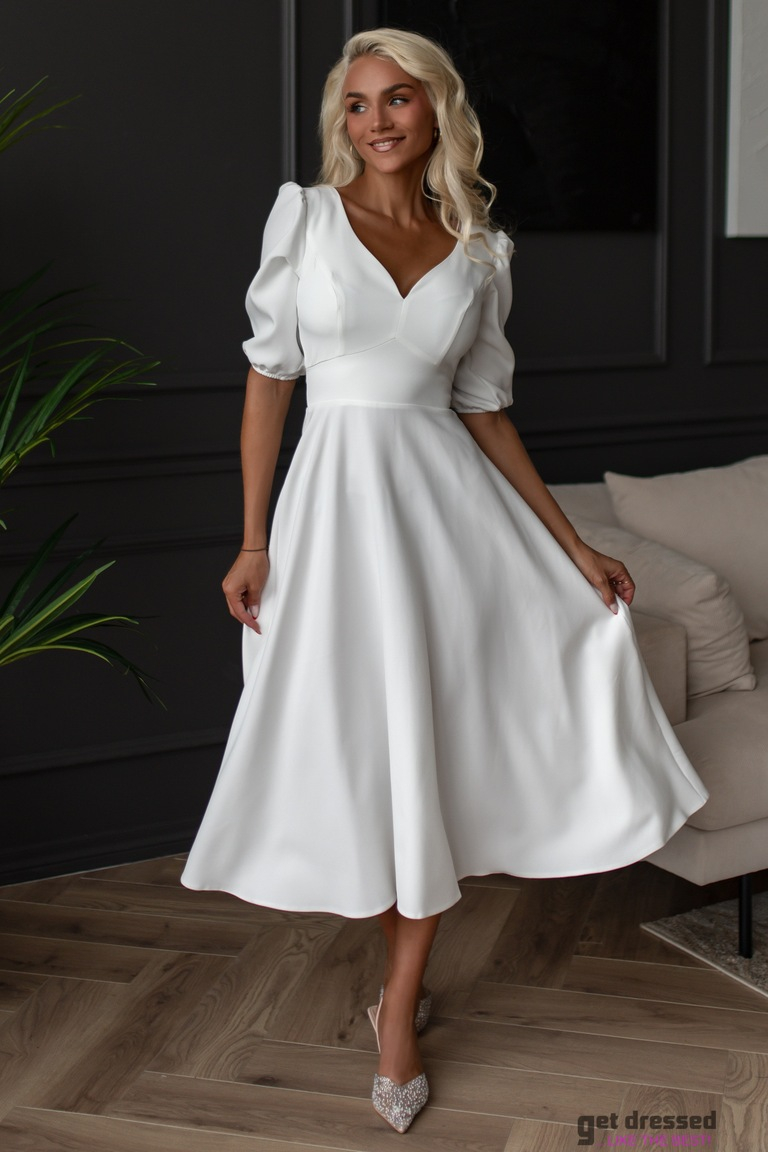 Balta midi kleita Esty