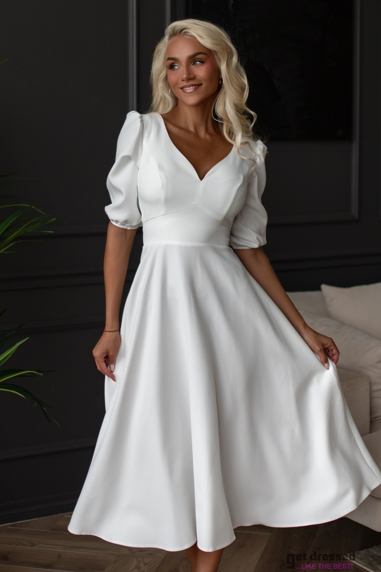 Balta midi kleita Esty