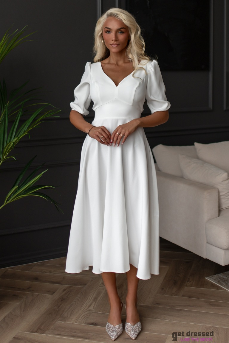 Balta midi kleita Esty