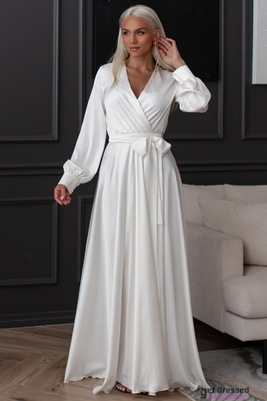 Balta satīna maxi kleita Anzela