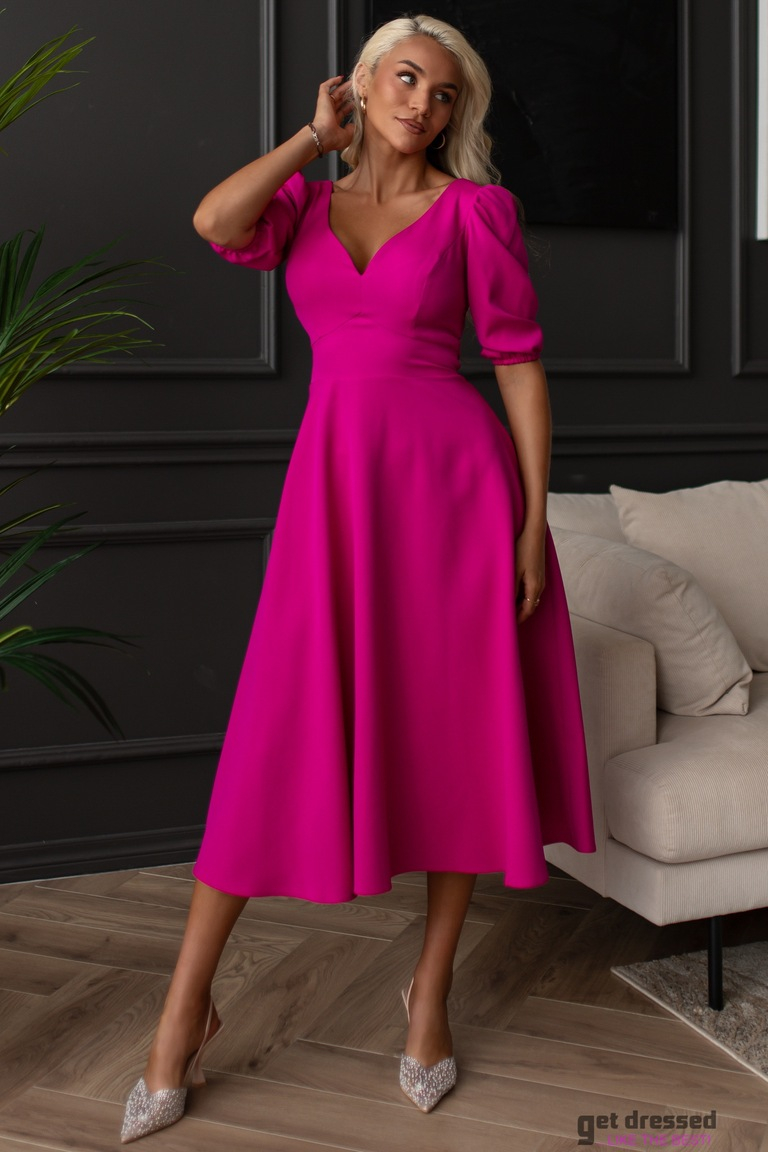 Fuksijas krāsas midi kleita Esty