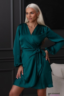 Zaļa satīna kleita Izzy