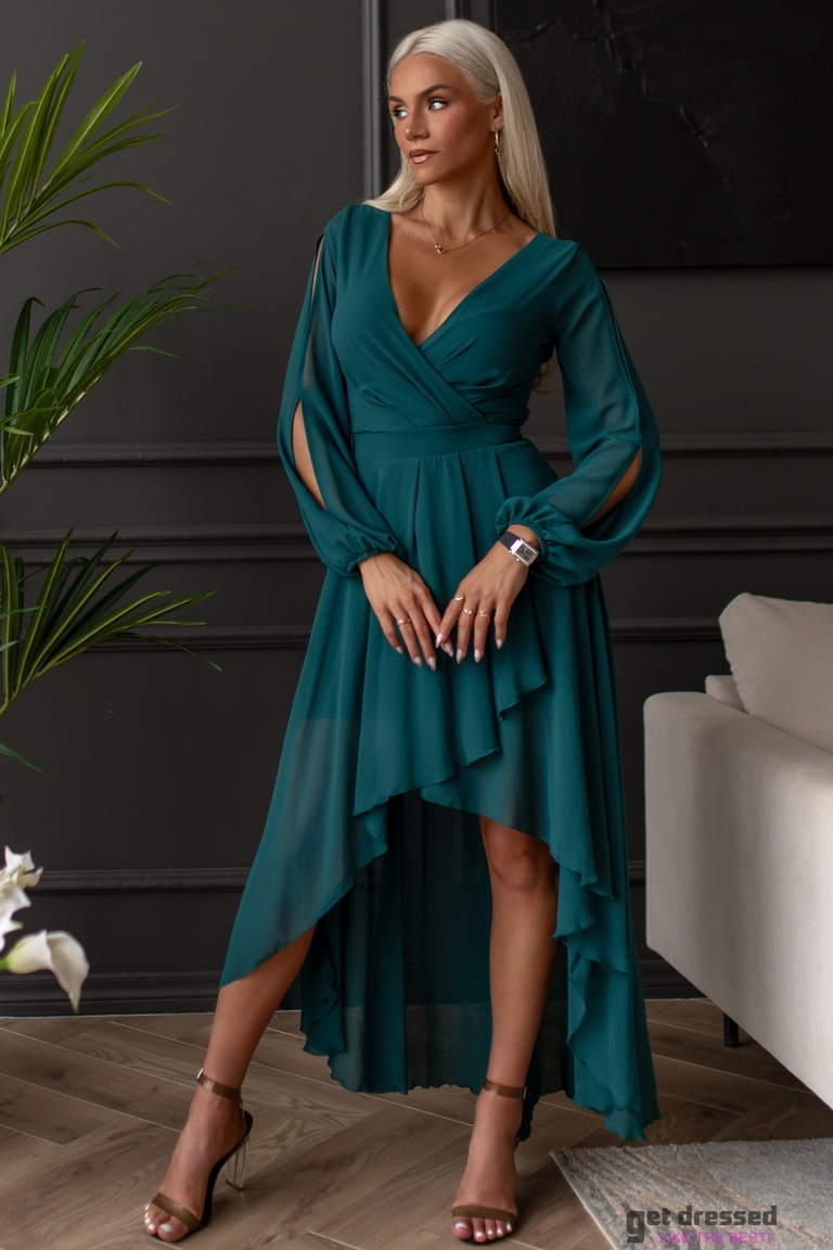 Zaļa asimetriska kleita Diyar