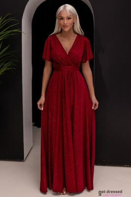 Tumši sarkana mirdzoša maxi kleita Bella
