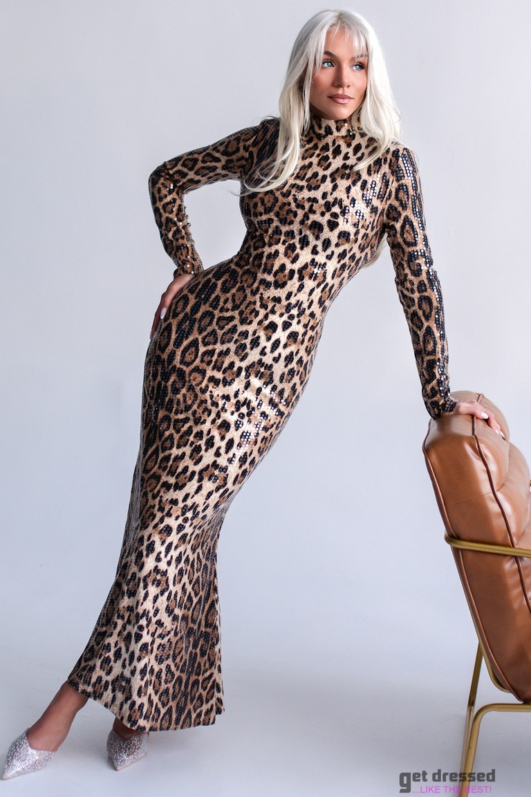 Leoparda raksta vizuļu kleita Donatella