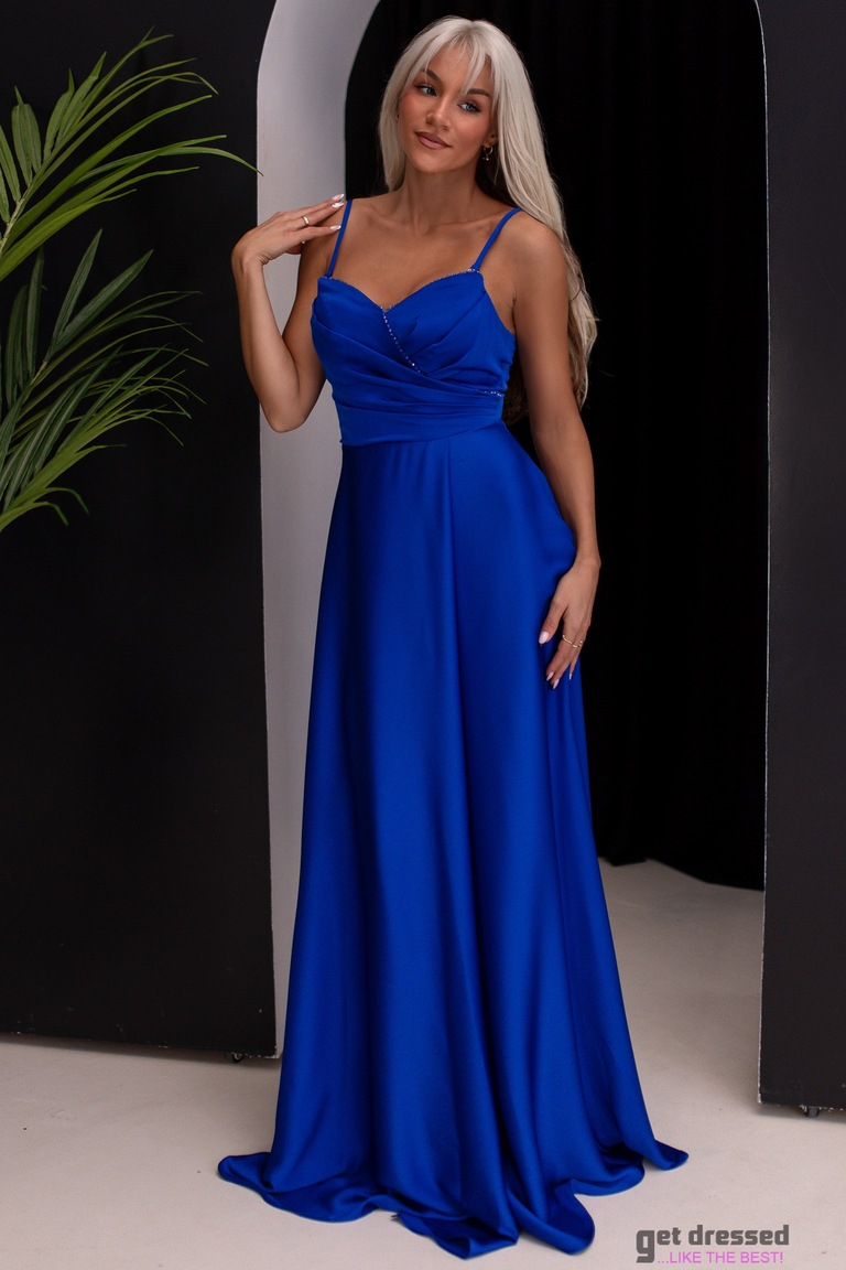 Elektriski zila satīna maxi kleita Eleanor