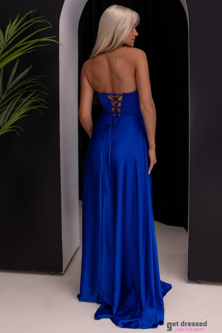 Elektriski zila satīna maxi kleita Eleanor