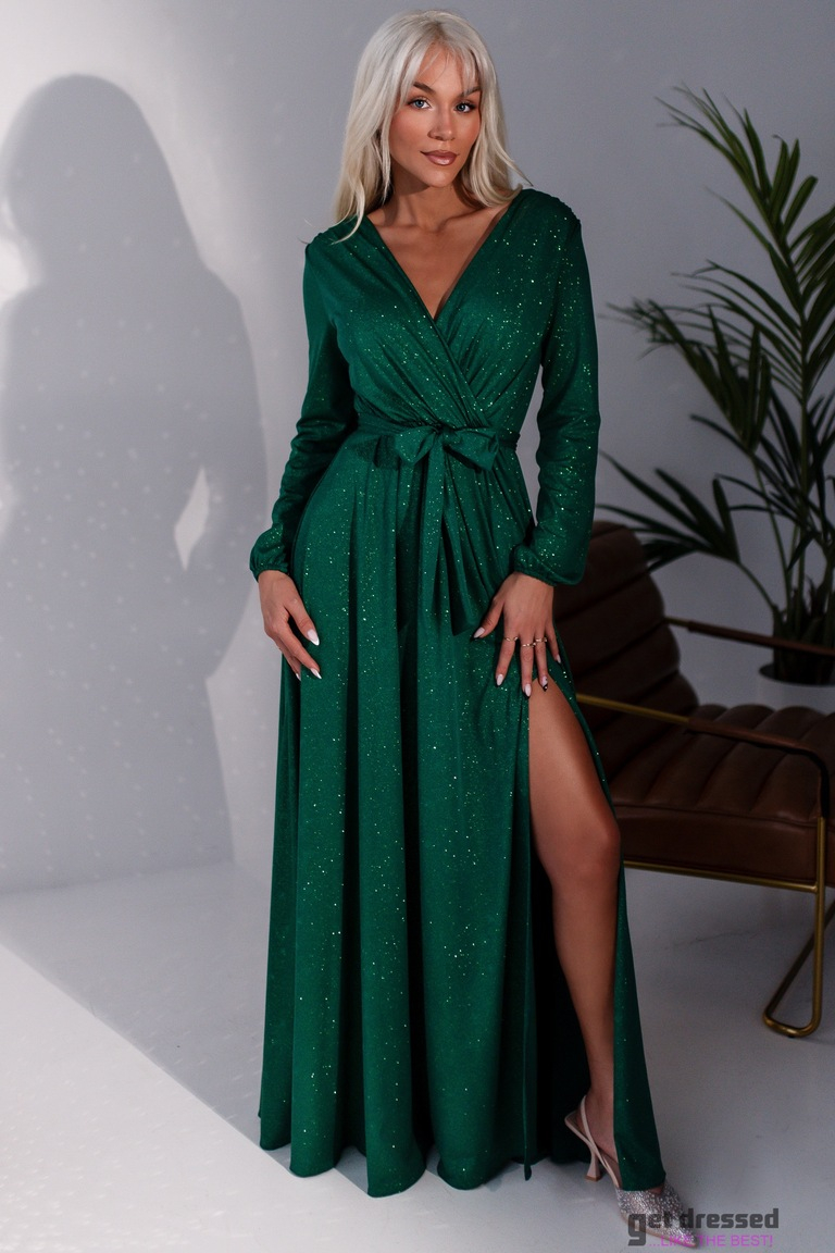 Zaļa mirdzoša maxi kleita Carrie