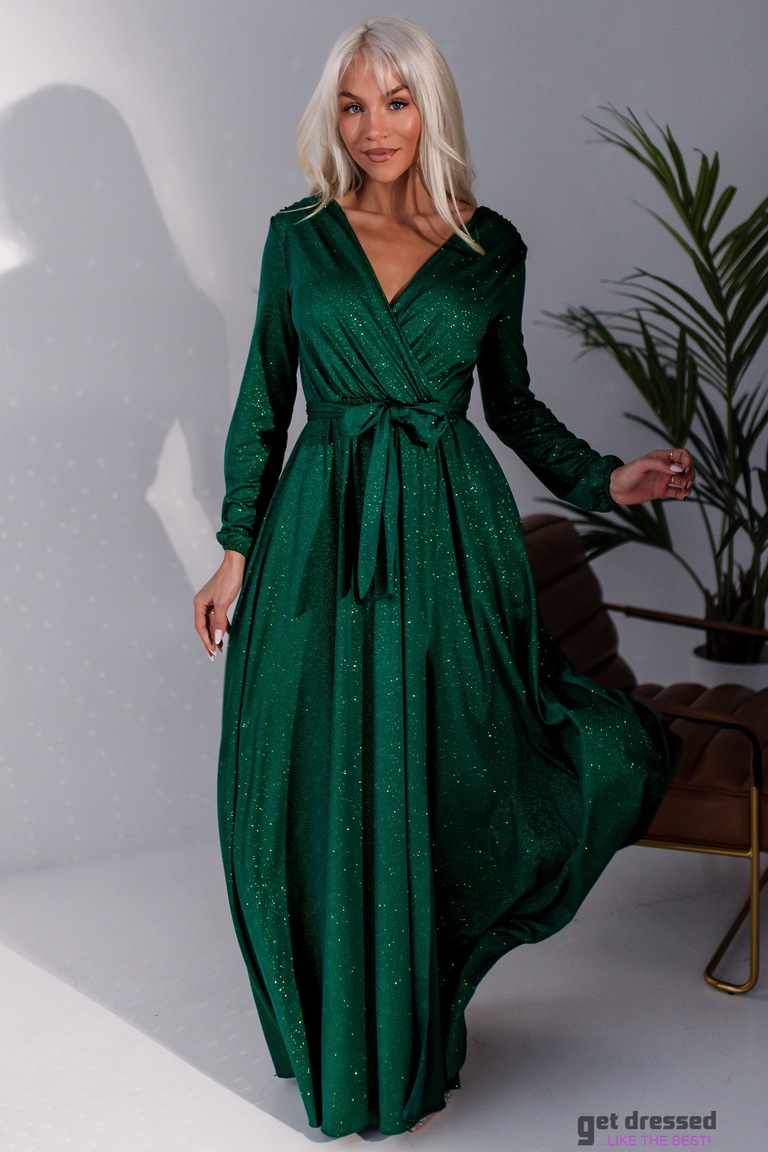 Zaļa mirdzoša maxi kleita Carrie