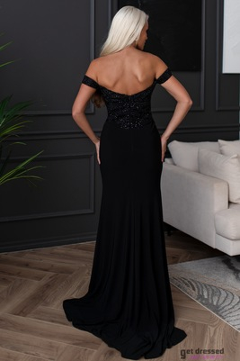 Melna vakarkleita ar rhinestones Mariken