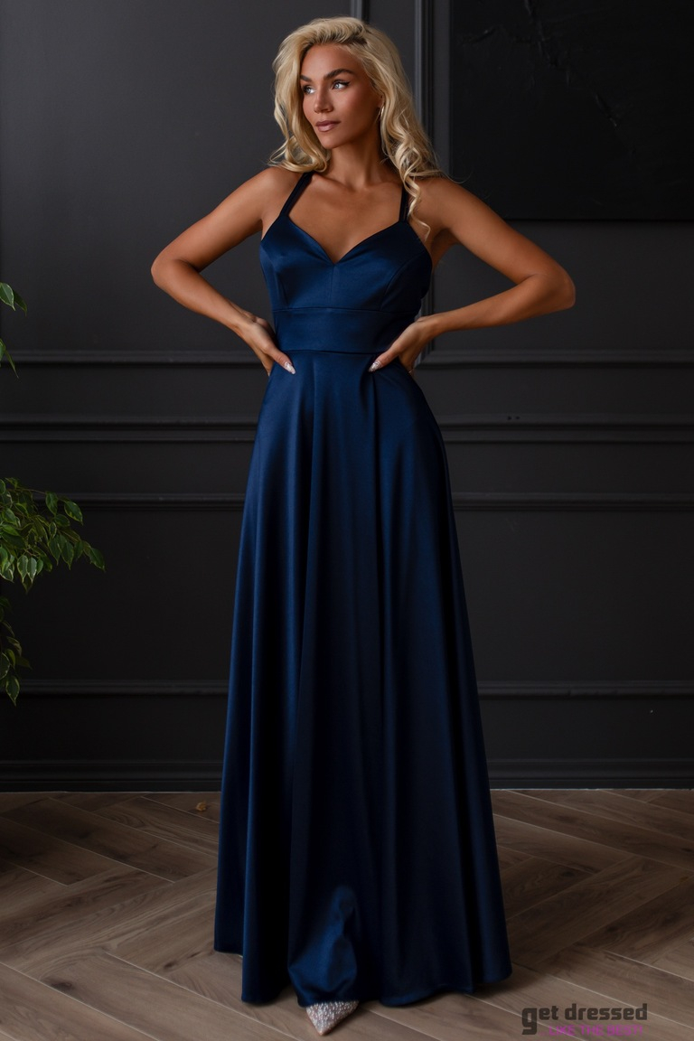 Tumši zila maxi kleita Bretaņas