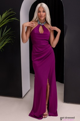 Magenta sarkana gingham maxi kleita Georginna